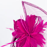 Magenta pink feather large teardrop fascinator hat - House of Hats