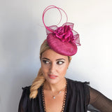 Magenta pink flower fascinator hat - House of Hats