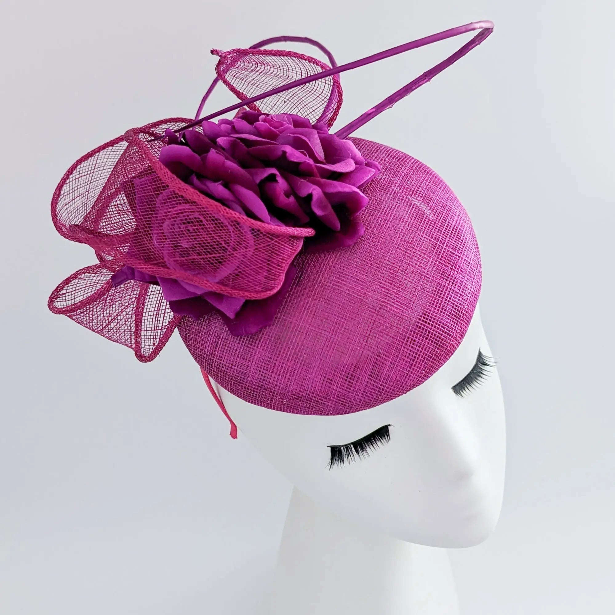 Magenta pink flower fascinator hat - House of Hats