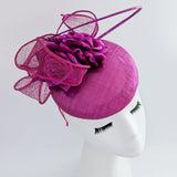Magenta pink flower fascinator hat - House of Hats