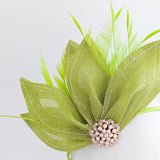 Matcha lime green feather petal fan fascinator hat - House of Hats