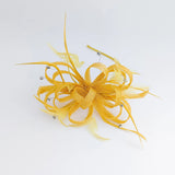 Mustard yellow crystal feather fascinator hat - House of Hats