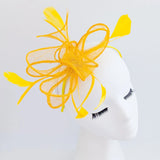 Mustard Yellow feather fascinator hat - House of Hats