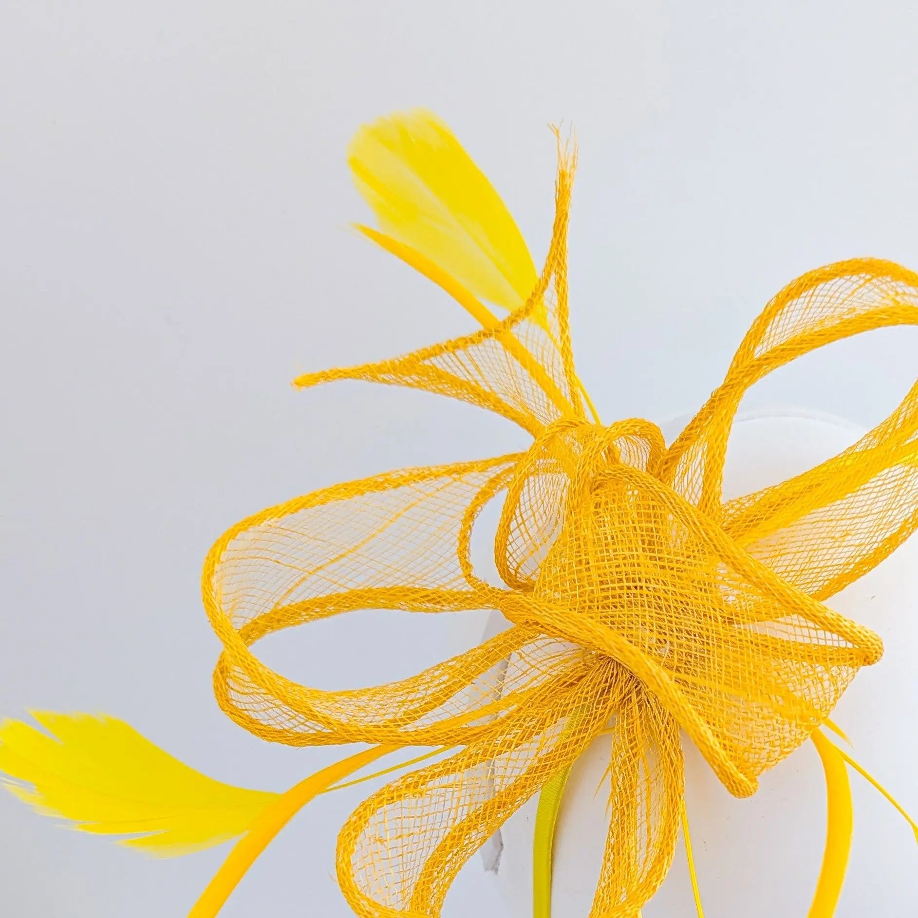 Mustard Yellow feather fascinator hat - House of Hats