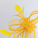 Mustard Yellow feather fascinator hat - House of Hats