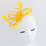 Mustard Yellow feather fascinator hat - House of Hats
