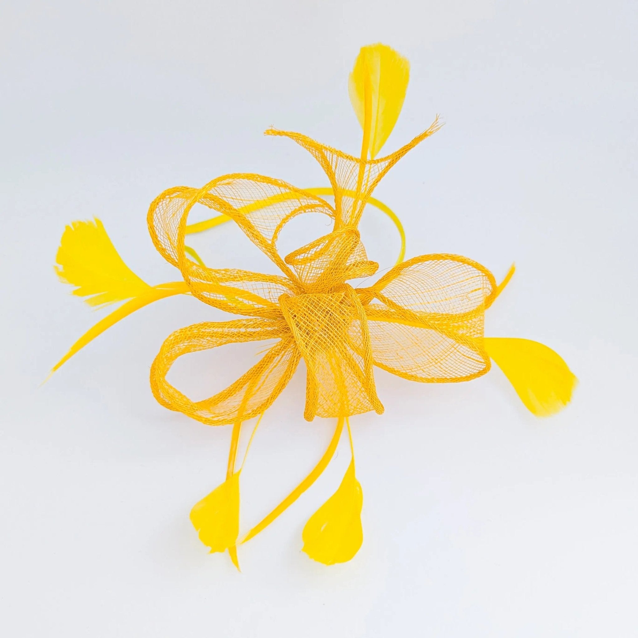 Mustard Yellow feather fascinator hat - House of Hats