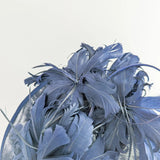 Navy blue large feather saucer disc fascinator hat - House of Hats