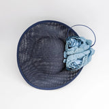 Navy blue large flower saucer disc fascinator hat - House of Hats