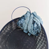 Navy blue large flower saucer disc fascinator hat - House of Hats
