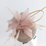 Nude blush pink feather fascinator hat - House of Hats