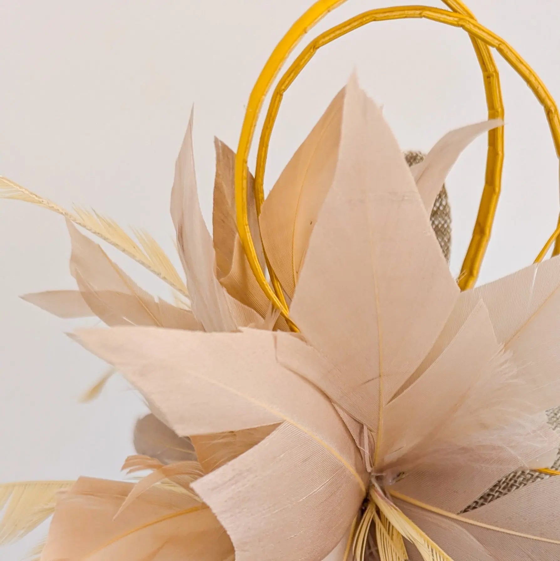 Nude blush pink feather fascinator hat - House of Hats