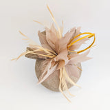 Nude blush pink feather fascinator hat - House of Hats