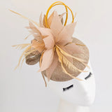 Nude blush pink feather fascinator hat - House of Hats