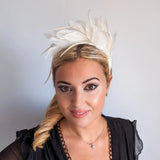 Off White feather satin headband fascinator - House of Hats