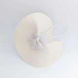 Pale peach large woven straw flower fascinator hat - House of Hats