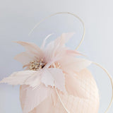 Peach feather satin fascinator hat - House of Hats
