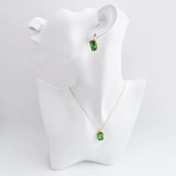 Peridot green crystal gold emerald cut drop earrings - House of Hats