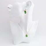 Peridot green crystal gold emerald cut drop earrings - House of Hats