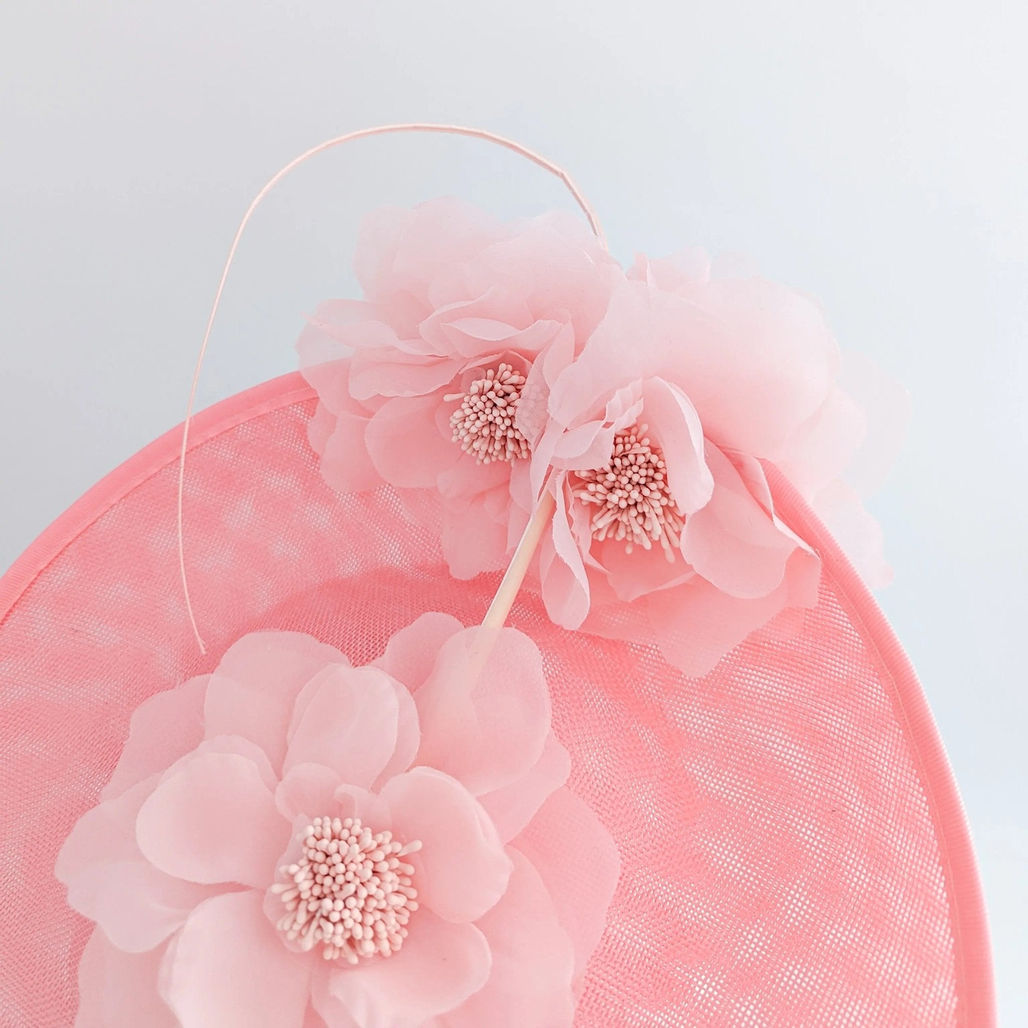 Pink large flower saucer disc fascinator hat - House of Hats