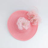 Pink large flower saucer disc fascinator hat - House of Hats