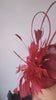 Burgundy crystal feather fascinator hat