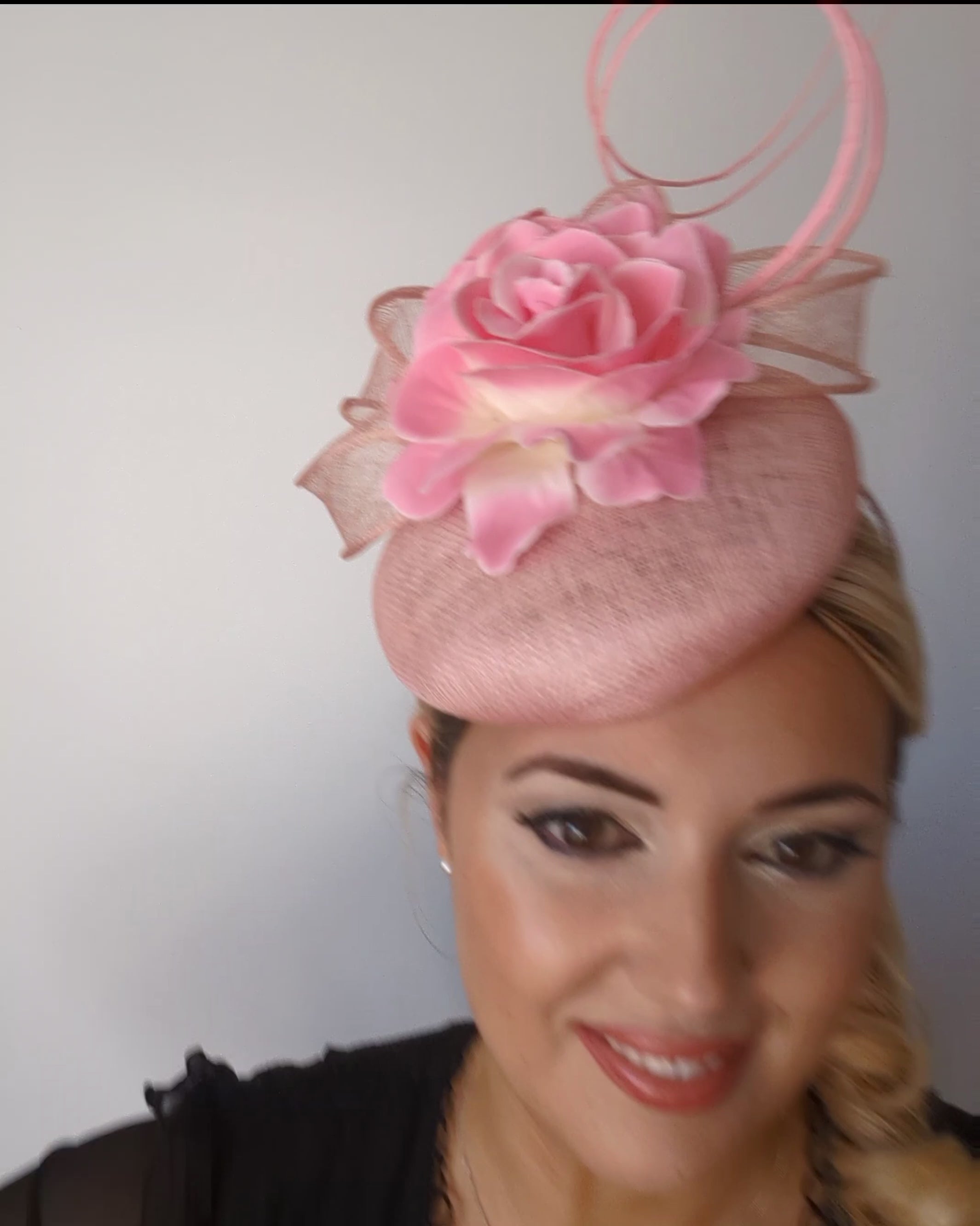 Light pink flower fascinator hat
