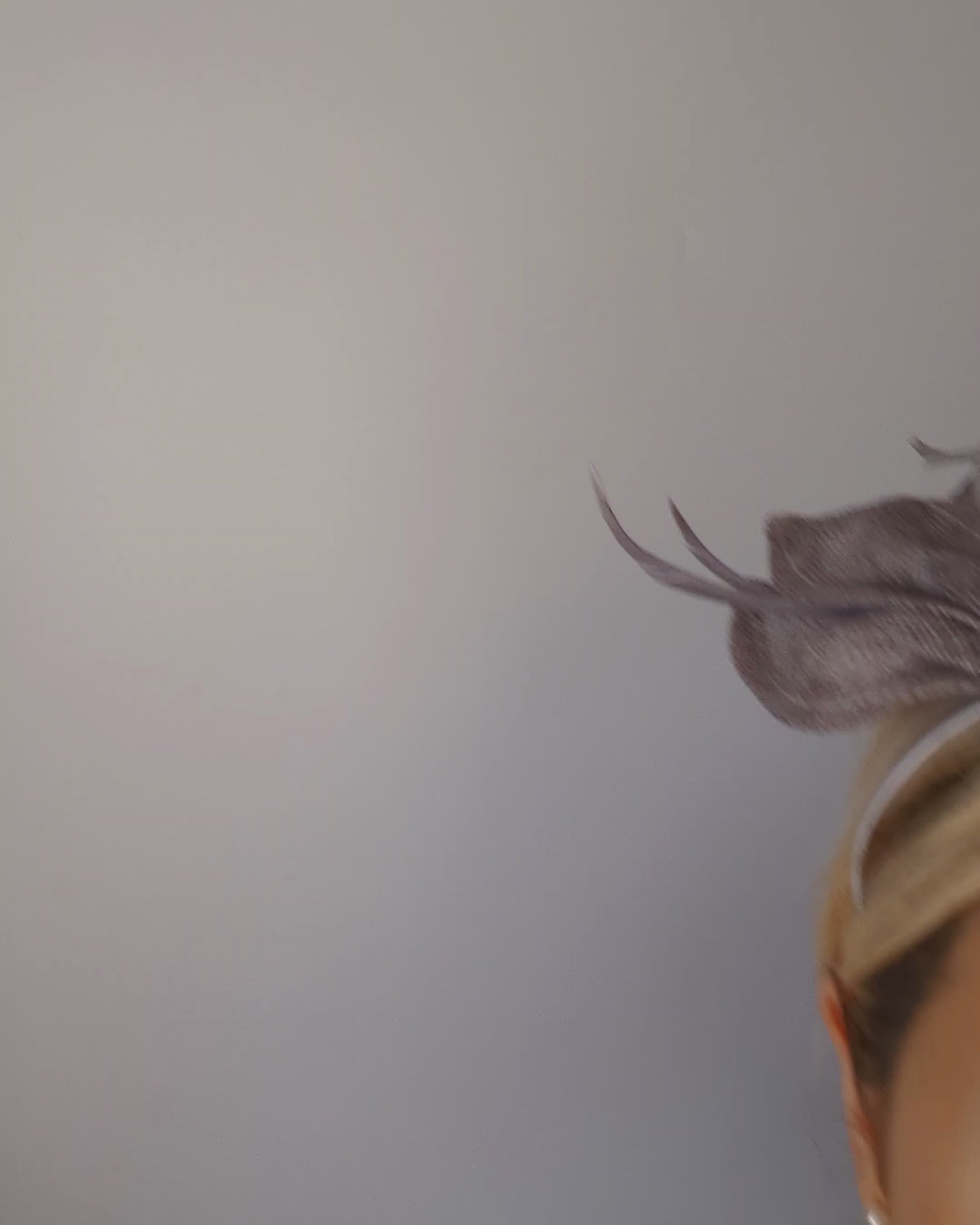 Grey feather petal fan fascinator hat