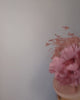 Blush pink flower feather disc saucer fascinator hat