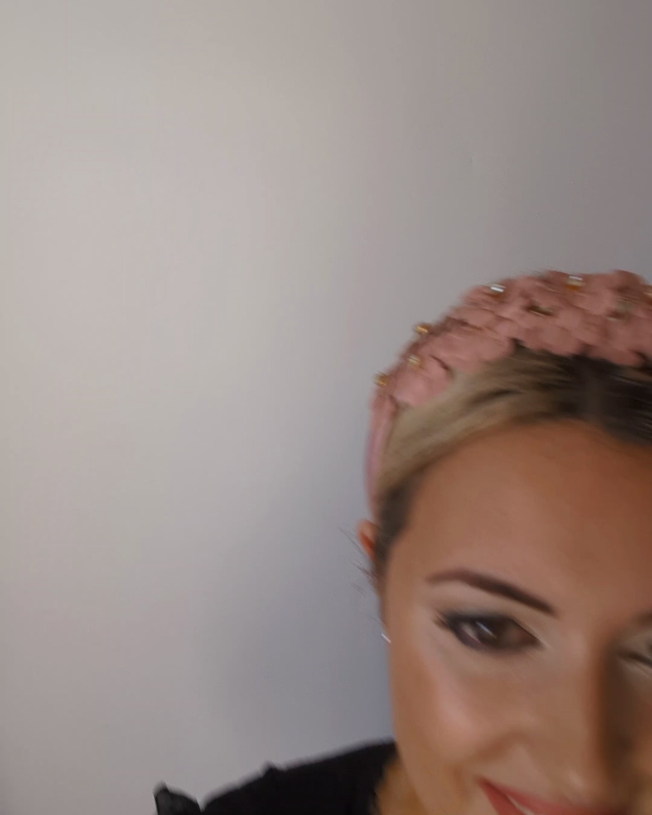 Dusty rose pink crystal flower headband fascinator