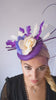 Cadbury purple flower feather fascinator hat