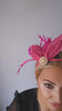 Fuchsia pink feather petal fan fascinator hat