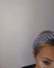 Dark dusty blue crystal padded headband fascinator