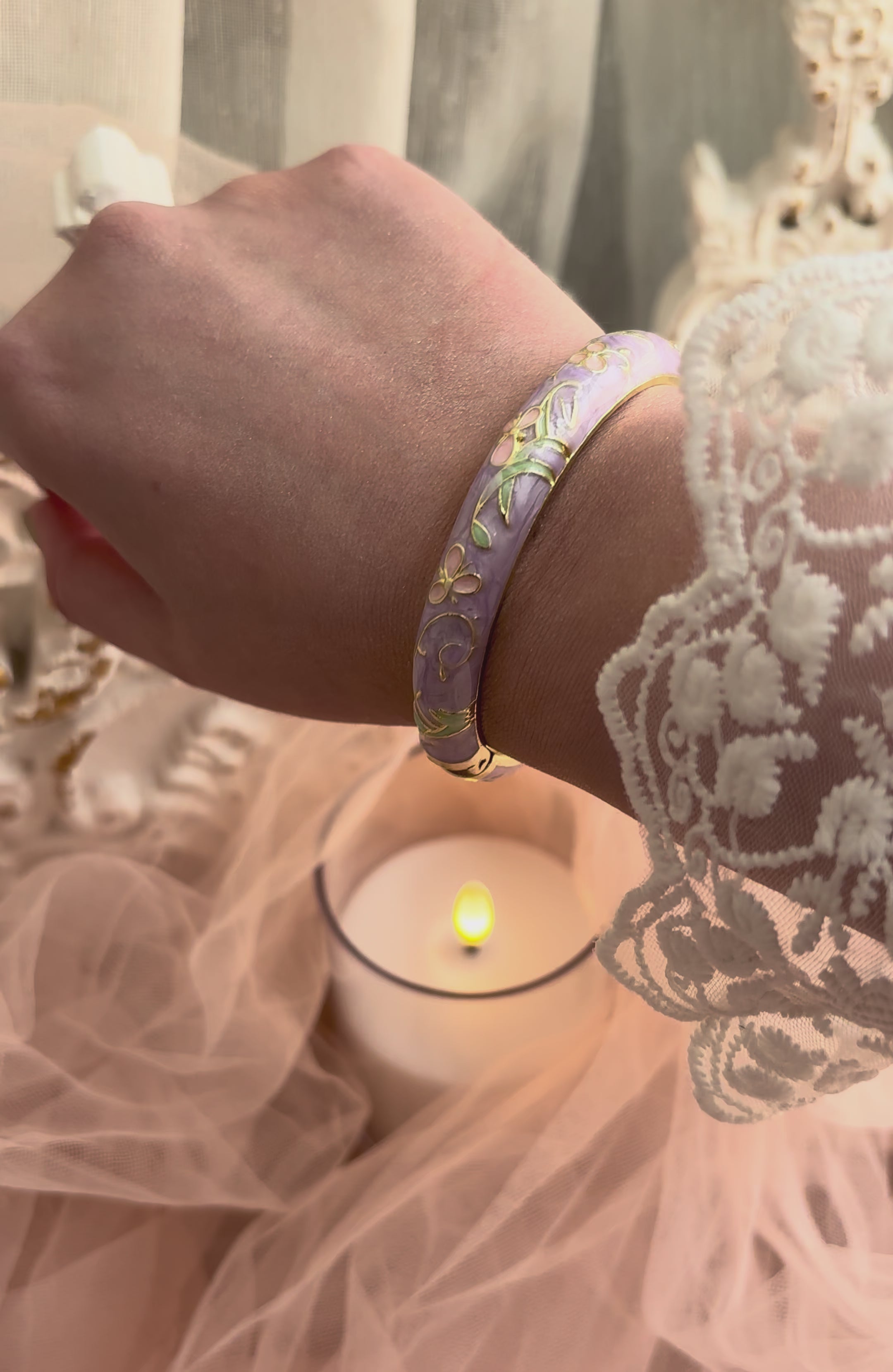 Cloisonné Enamel Bangles - Midsummer Pastel Gold Stacking Bracelets