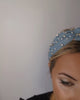 Light denim crystal pearl knot headband fascinator