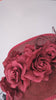 Burgundy large teardrop rose flower fascinator hat