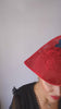 Red and navy large teardrop flower fascinator hat