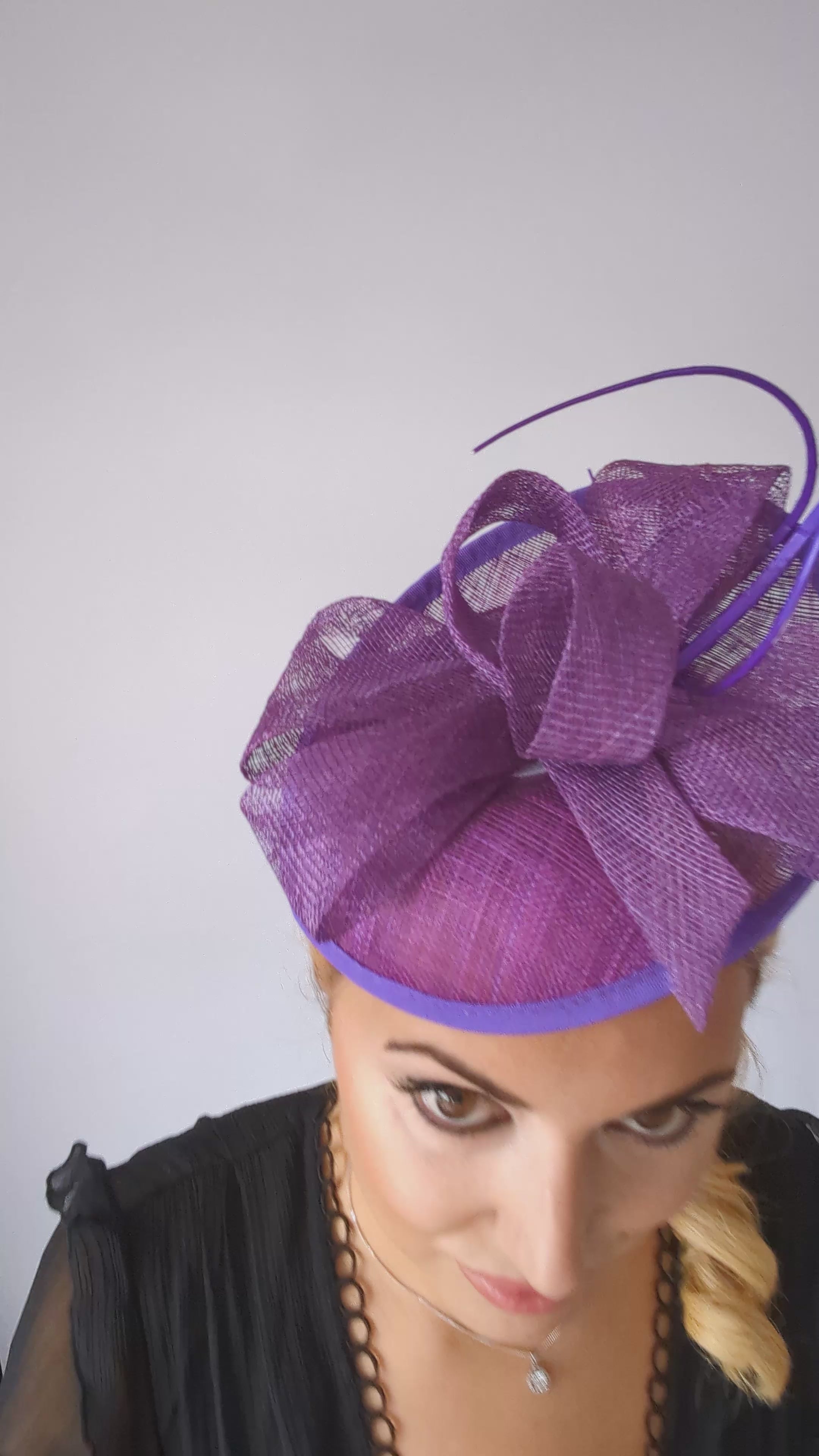 Royal purple disc saucer fascinator hat