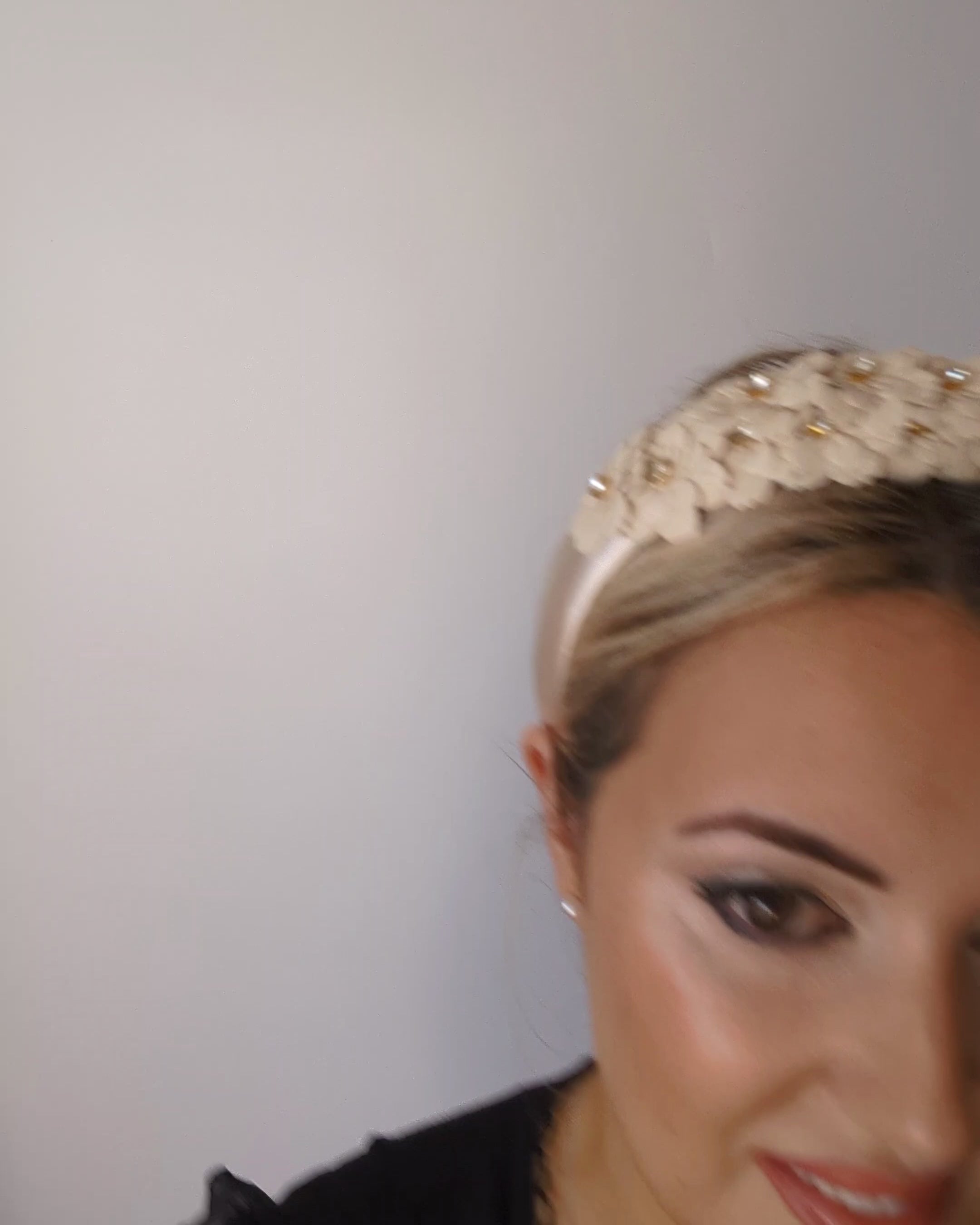 Cream crystal flower headband fascinator