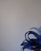 Royal cobalt blue crystal feather fascinator hat