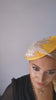 Yellow crystal feather disc saucer fascinator hat