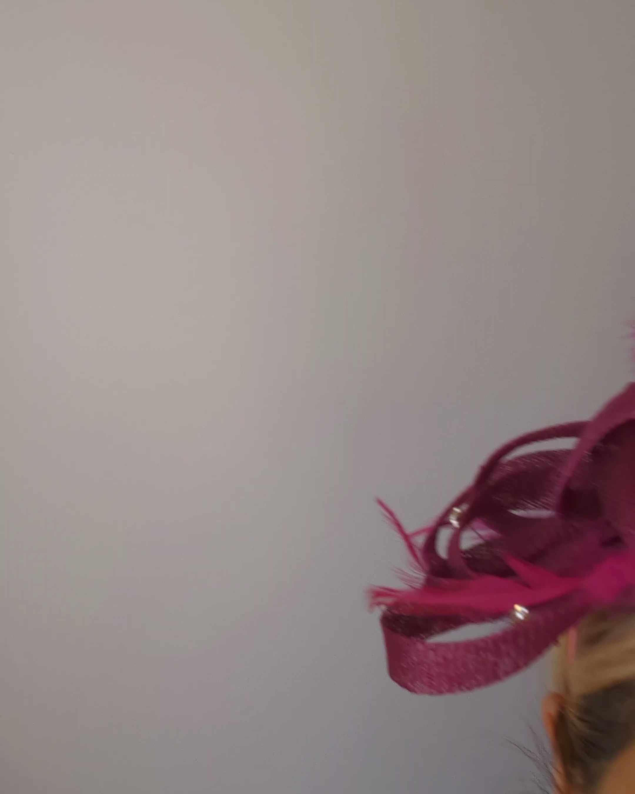 Magenta pink crystal feather fascinator hat