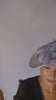 Grey feather large saucer disc fascinator hat