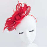Red crystal feather fascinator hat - House of Hats
