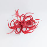 Red crystal feather fascinator hat - House of Hats