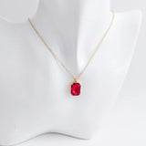 Red crystal gold emerald cut necklace - House of Hats
