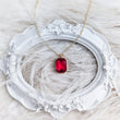 Red crystal gold emerald cut necklace - House of Hats