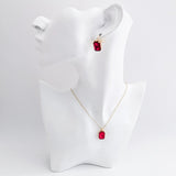 Red crystal gold emerald cut necklace - House of Hats