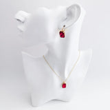 Red crystal gold emerald cut necklace - House of Hats