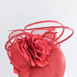 Red flower fascinator hat - House of Hats